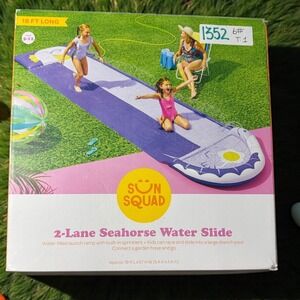 Sun‎ Squad 2 Lane Seahorse Water Slide 18 ft Long Kids Summer Fun